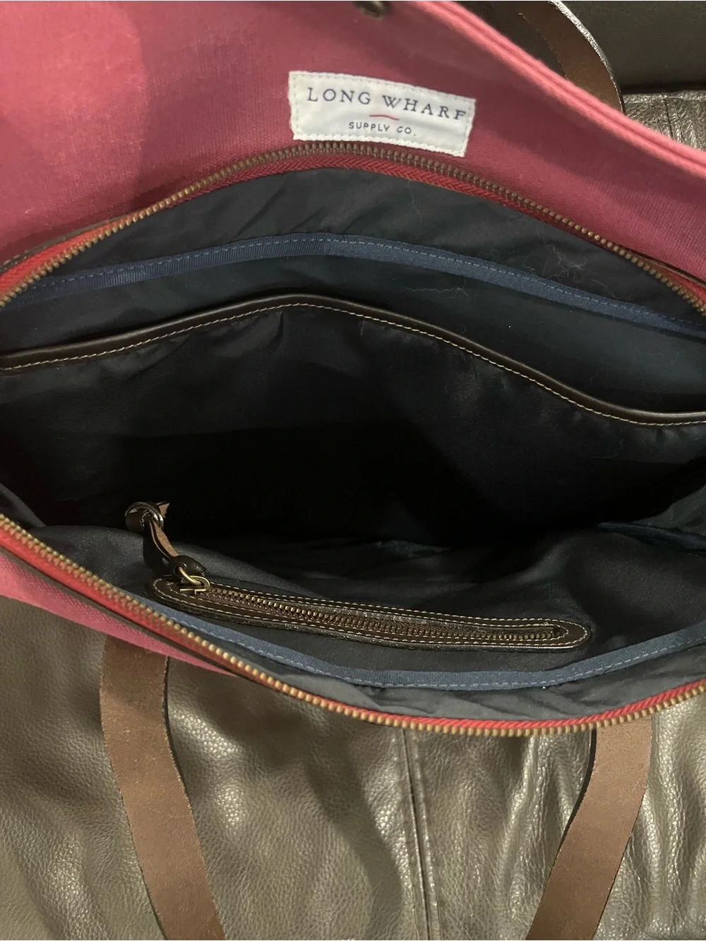 Long Wharf Canvas Tote with Dark Brown Leather Handles